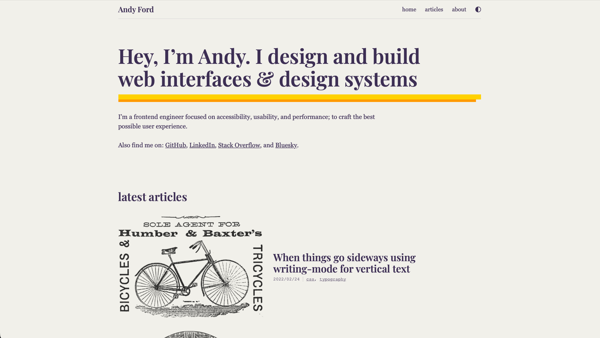 Screenshot of Andy Ford's website