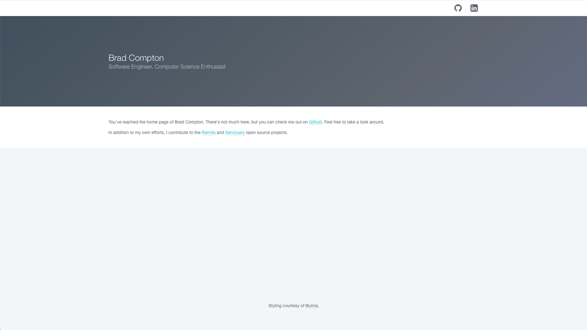 Screenshot of Brad Compton's website