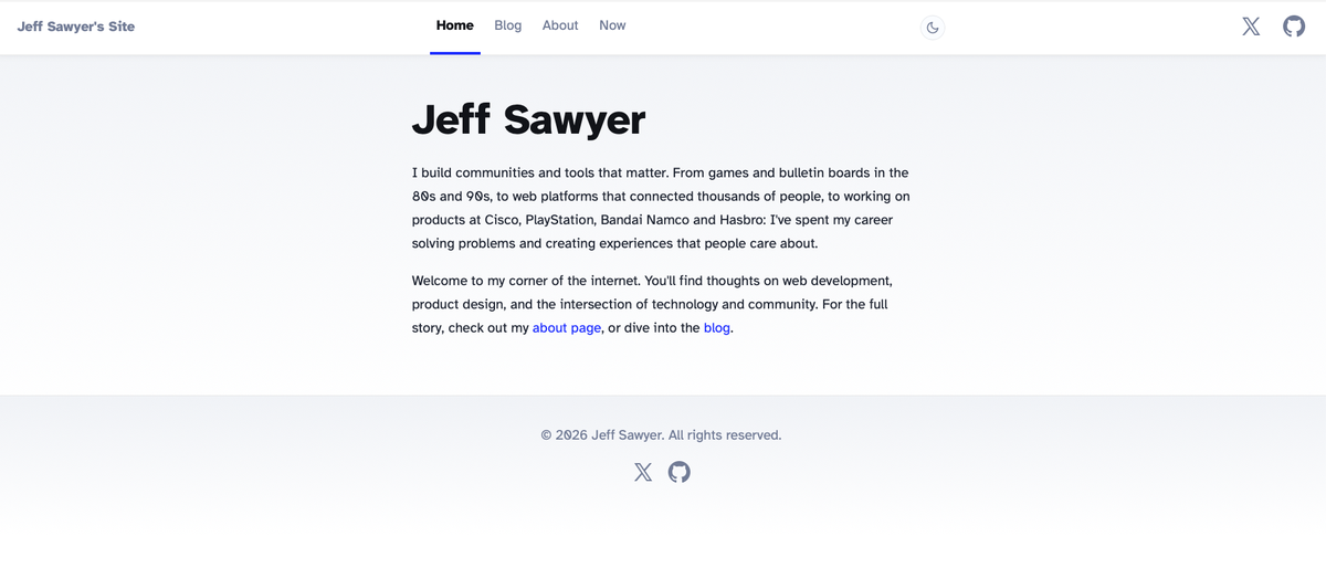 Screenshot of Jeff Sawyer's website