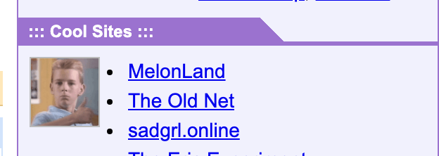 The Cool Sites section on Ytoo!, highlighting destinations like MelonLand, The Old Net, and Web Design Museum
