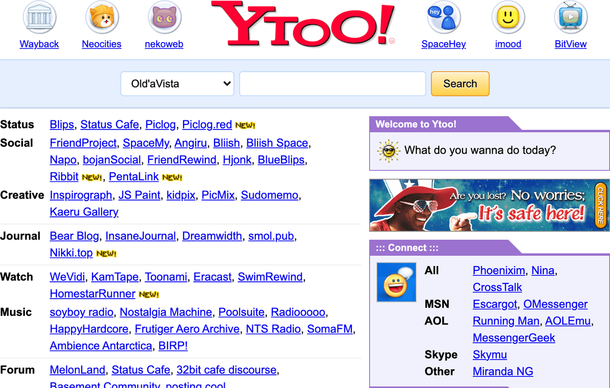 One of Ytoo!'s randomized fake advertisements shown in context on the portal homepage